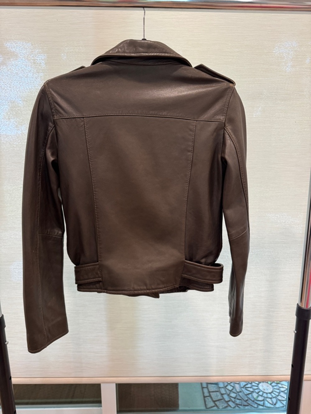 ALLSAINTS Balfern Leather Biker Jacket Dark Olive-Brown Moto Jacket - RARE COLOR - Picture 5 of 13